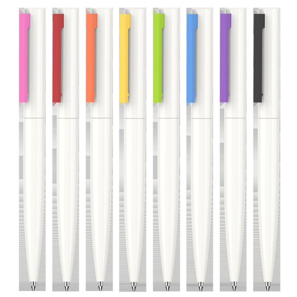 Simple White Pen With Multi-colored Clip