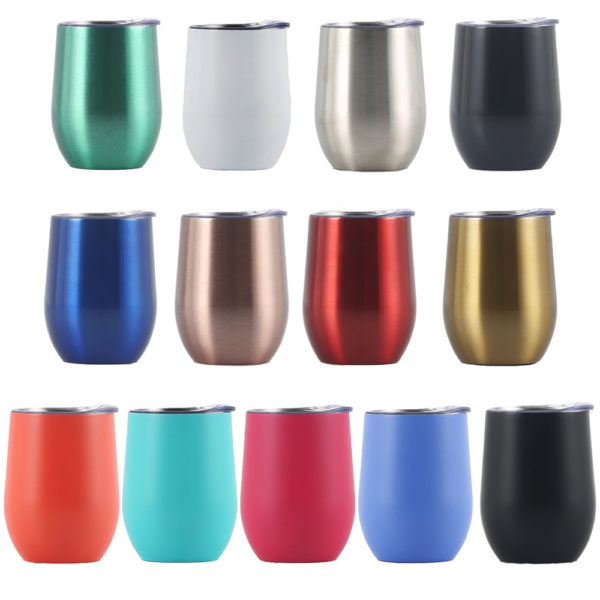 12oz Multi-colored Stainless Steel Wine Tumbler