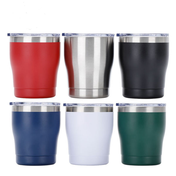 12oz Multi-colored Sainless Steel Wine Tumbler With Clear Lid