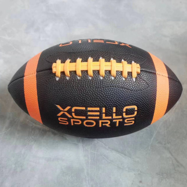 Black Tone PU Football With Colors Stripe 6.7 Inches