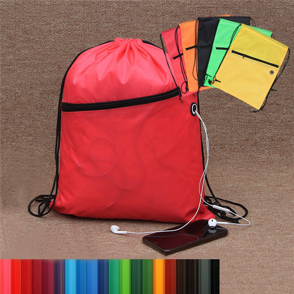 Sport Drawstring Backpack with Front Zipper