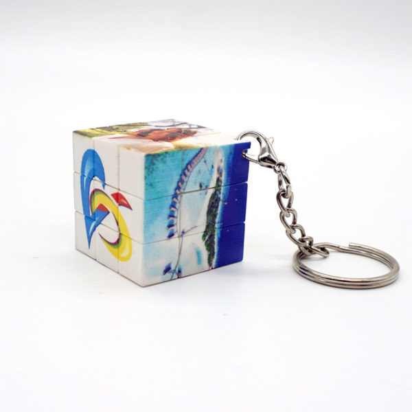 Full Color Imprint 3x3x3 Puzzle Cube With Keychain