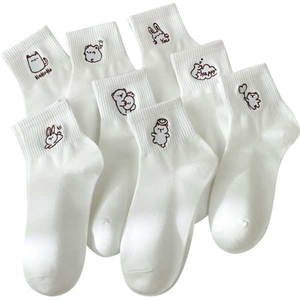 White Single Socks With Embroidery Logo