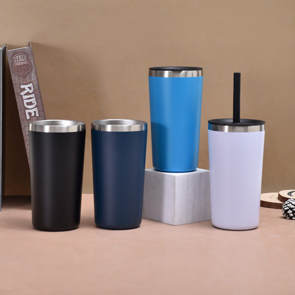 12 oz Stainless steel coffee bottle with straw