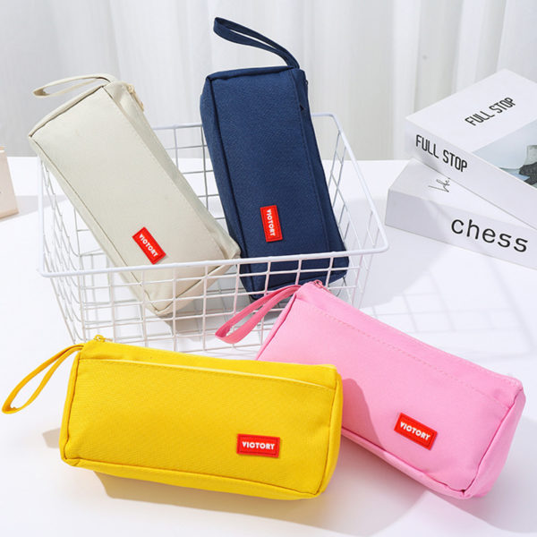 Large Capacity Simple Style Oxford Fabric Pencil Bag