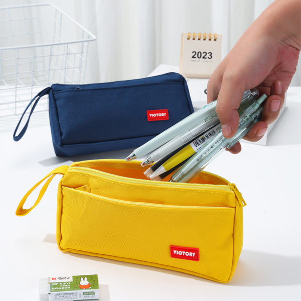 Large Capacity Simple Style Oxford Fabric Pencil Bag