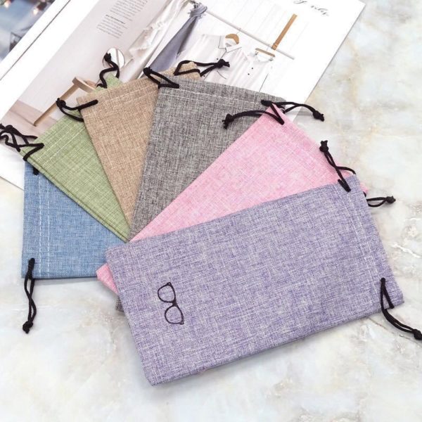 Multi-colored Burlap Eyeglass Pouch