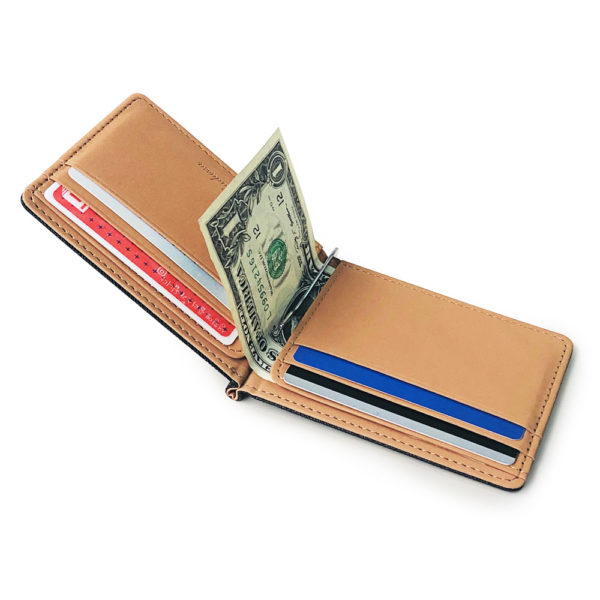 PU Leather Covered Card Wallet Metal Clip