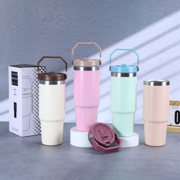 Portable Vacuum Straw Insulated Bottle 30oz