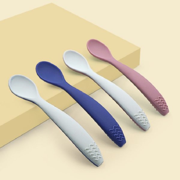 Children's Two-color Silicone Long-handled Spoon