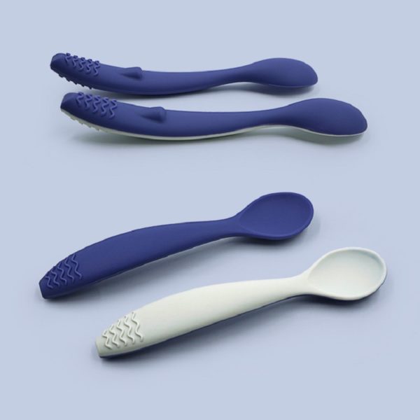 Children's Two-color Silicone Long-handled Spoon