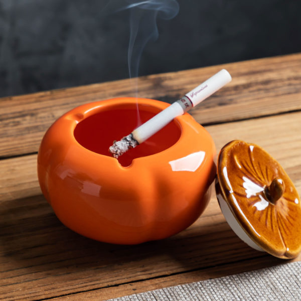 Persimmon Ceramic Ashtray With Lid