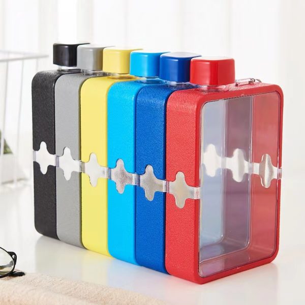 Frosted Square Water Bottle with Screw Spout 13OZ