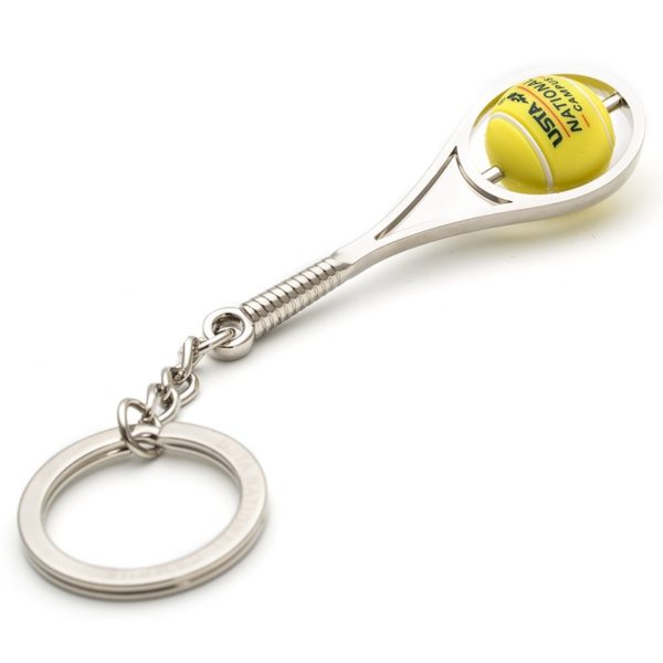 PVC Tennis Ball Metal Keychain