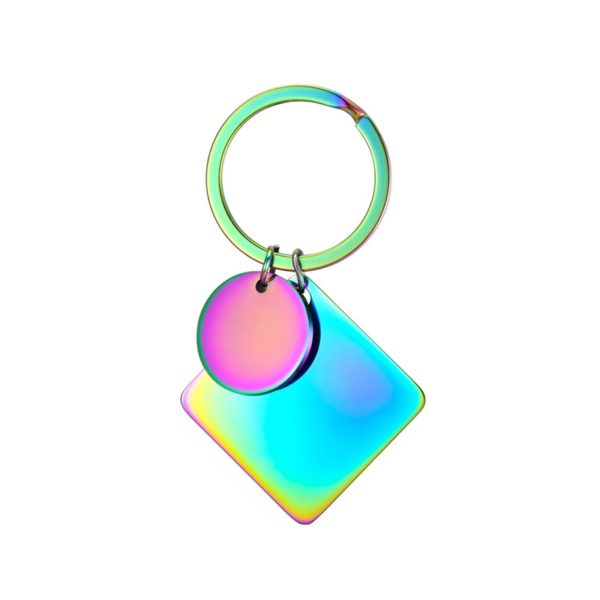 Titanium Steel Square Lost Tag Keychain