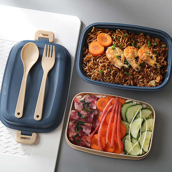 Double Frosted Lunch Box with Cutlery