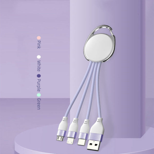 Silicone 3-in-1 Keychain Charging Cable