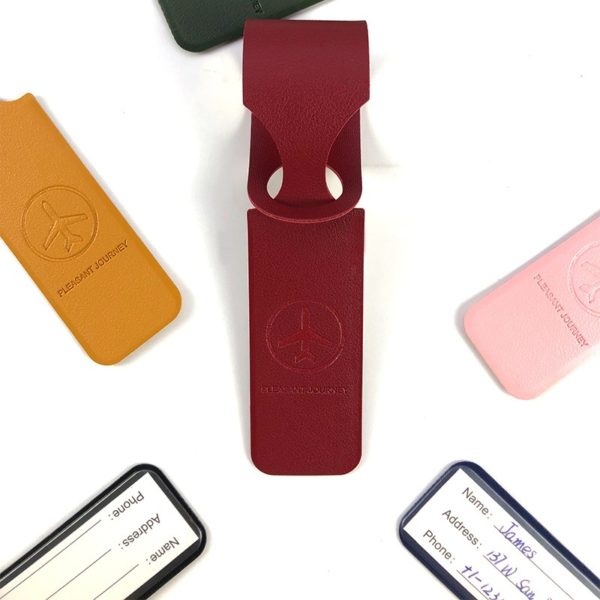 Double Sided Leather Interlaced Luggage Tag