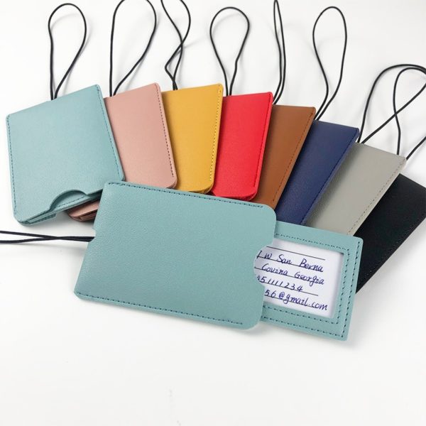 Double Hidden Pull-out PU Leather Luggage Tag