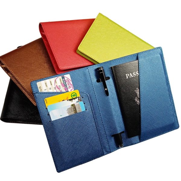 PU Leather Multi-card Slot With Pen Insert Passport Holder