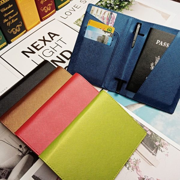 PU Leather Multi-card Slot With Pen Insert Passport Holder