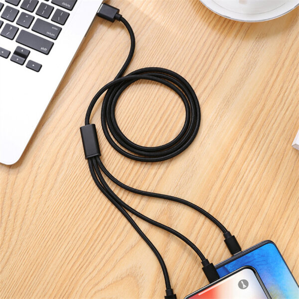 Nylon Woven Braided  3-in-1 Charging Cable - Image 2