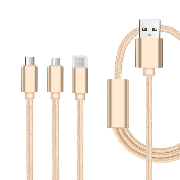 Nylon Woven Braided  3-in-1 Charging Cable - Image 3