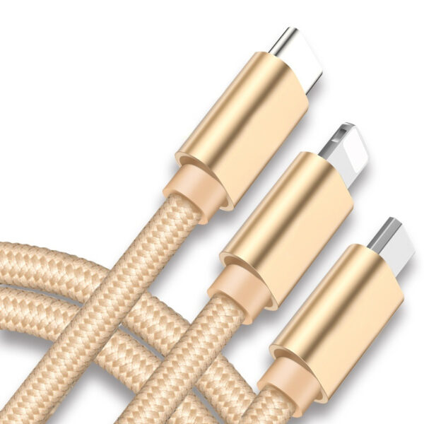 Nylon Woven Braided  3-in-1 Charging Cable - Image 4