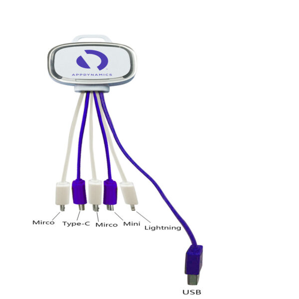 Luminous LED 5-in-1 Charging Cable Keychain - Image 6