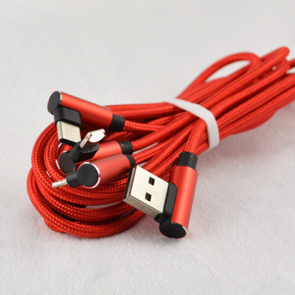 90 Degree Right Angle 3-in-1 Charging Cable - Image 3