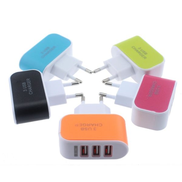 Illuminated 3USB Candy Colour Mobile Phone Charger