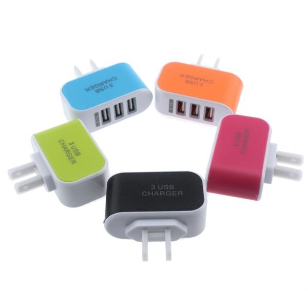 Illuminated 3USB Candy Colour Mobile Phone Charger