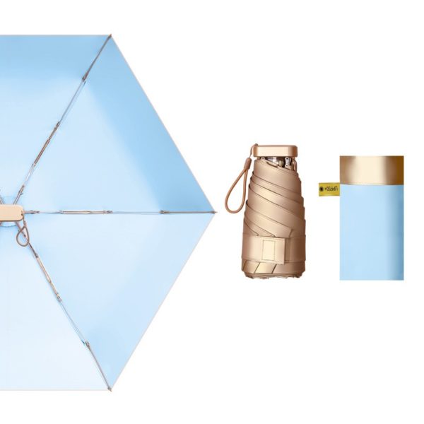 Sunny & Rainy Dual-purpose Gold Rubber Six-fold Umbrella