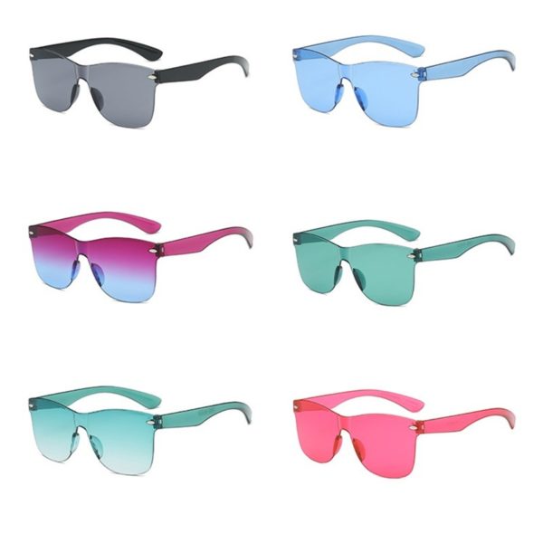 Candy-coloured Plastic Frame PC Sunglasses