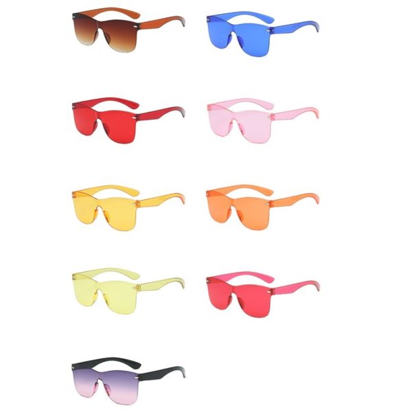 Candy-coloured Plastic Frame PC Sunglasses