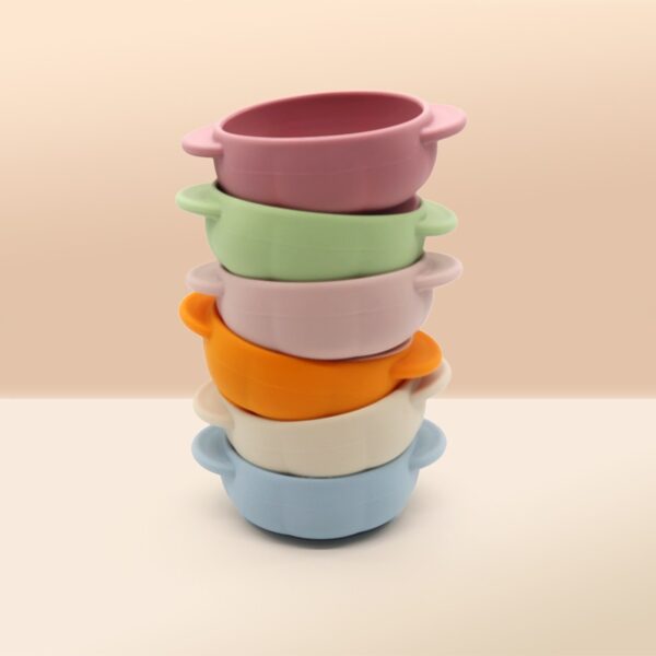 Double Ear Food Grade Silicone Baby Learning Bowl