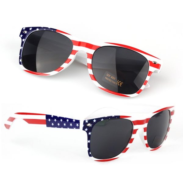 Plastic USA Patriotic Miami Sunglasses with Black Lenses