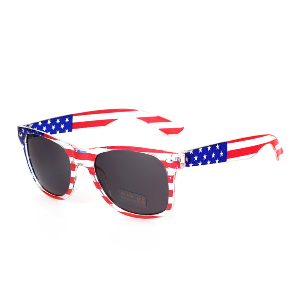 Plastic USA Patriotic Miami Sunglasses with Black Lenses