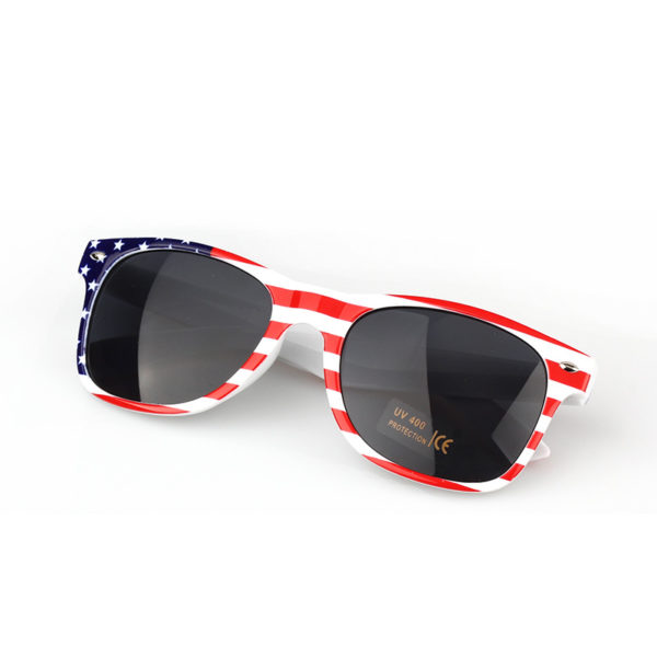 Plastic USA Patriotic Miami Sunglasses with Black Lenses