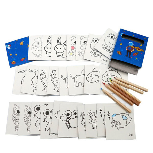 Custom Coloring Cards with Pencil Set