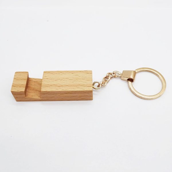 Portable Bamboo Phone Stand Keychain Block