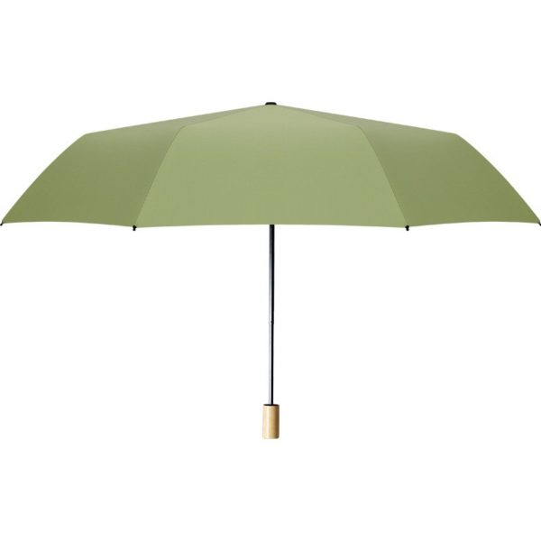 Folded Vinyl Sunscreen Umbrella with Wooden Handle