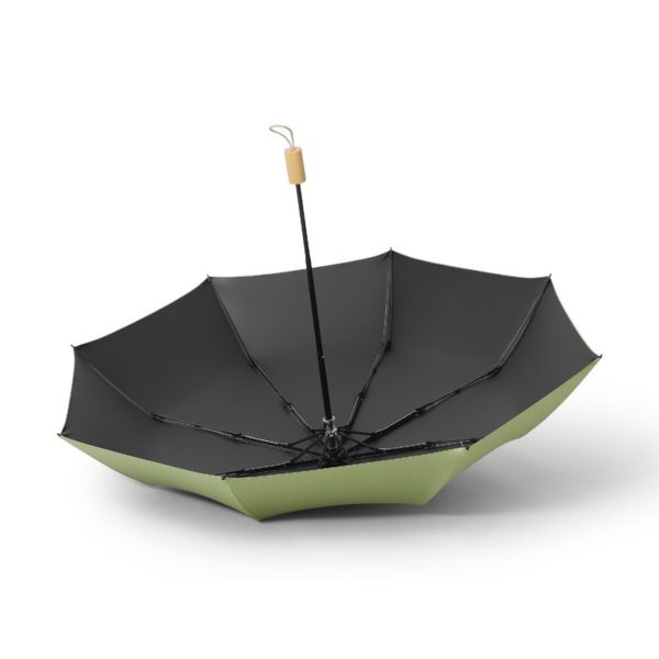 Folded Vinyl Sunscreen Umbrella with Wooden Handle