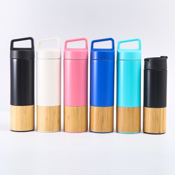 18oz Stainless Steel Insulated Tumbler with Bamboo Bottom