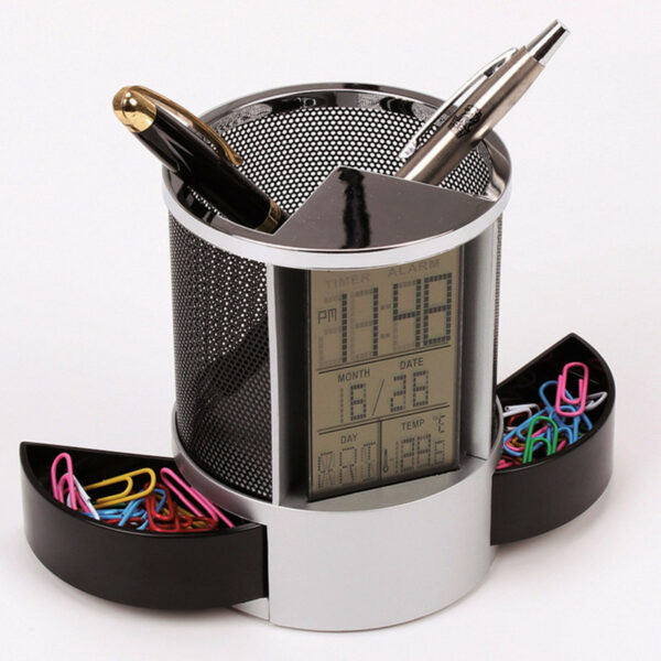 Customized Creative Electronic Pen Holder with Clock