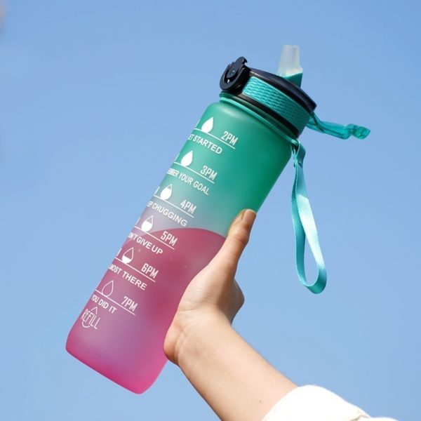 32oz Gradient Space Bottle with String and Straw