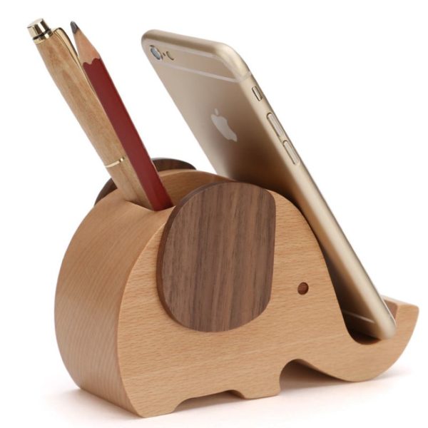 2-in-1 Wooden Pen Holder Mobile Phone Stand Custom Logo