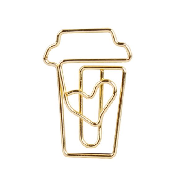 Coffee Cup Shaped Metal Paperclip In A Box