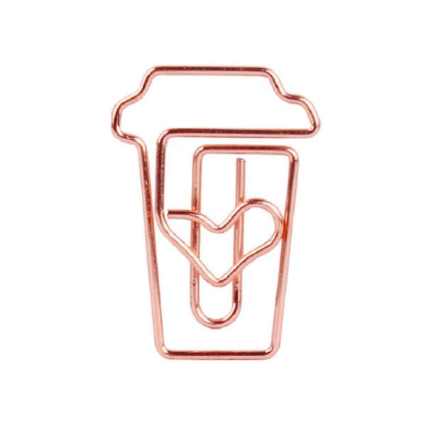 Coffee Cup Shaped Metal Paperclip In A Box