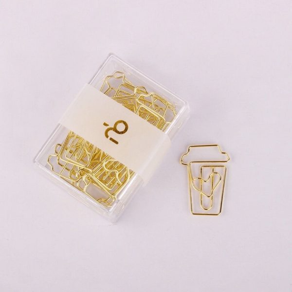 Coffee Cup Shaped Metal Paperclip In A Box